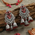 thumbnail image 3 of Boho Chandellier Jhumka Statement Dangle Earrings for Women Vintage Large Flower Ball Bead Tassel Drop Dangling Earring Indian Bollywood Jewelry Holiday Festival Christmas, 3 of 10