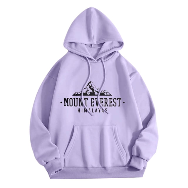 Wyzesi Fall Sweatshirts for Teens Womens Monogram Print Long Sleeve Drawstring Hooded Sweatshirtpullover Sweatshirts for Women Workwool Sweatshirts Womens