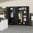 thumbnail image 2 of INTERGREAT Metal Wardrobe Cabinets with Lock, 72" Clothing Storage Cabinets with Hanging Rod and 4 Adjustable Shelves, Armoire Wardrobe for Office, School, Employee, Government (Black), 2 of 17