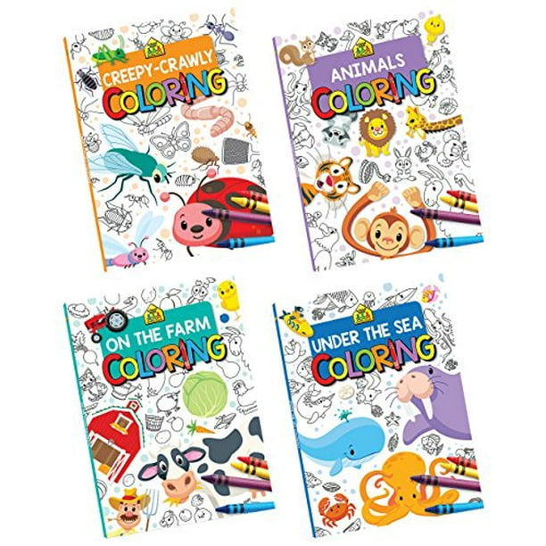 Download Set Of 4 School Zone Coloring Books For Children Animals Creepy Crawly Under The Sea And On The Farm Walmart Com Walmart Com