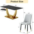 thumbnail image 5 of SUDICA 7 Piece Black and Gold Dining Set, Glass Table with Grey PU Chairs for Kitchen, 5 of 10