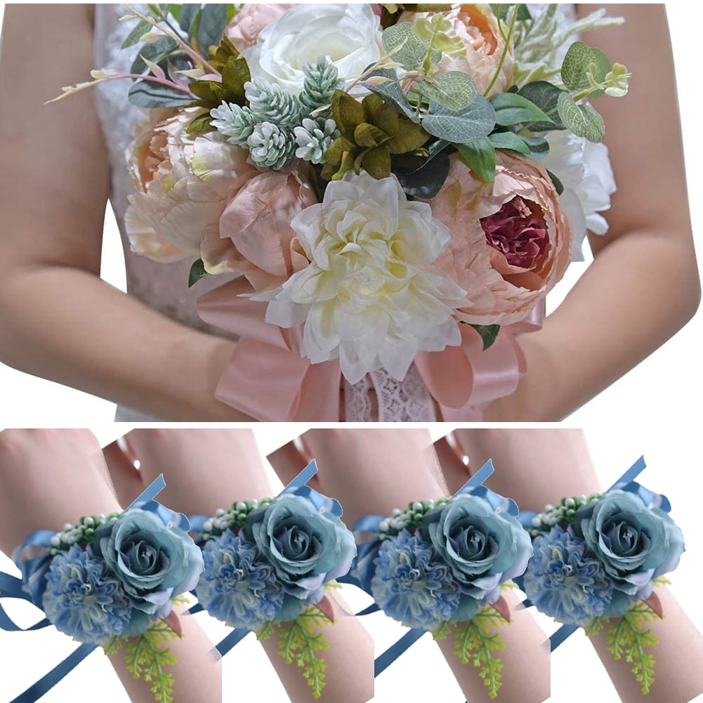 Casdre Bride Wedding Wrist Corsage Bridal Hand Flower Wrist Bracelet Prom Wrist Floral Corsage for Women and Girls