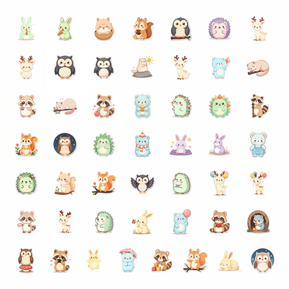 LUUFILx 50pcs Cute Bear Stickers Cartoon Animal Kite Stickers Fun Holiday Sticker Water Bottle Laptop Phone Skateboard Bicycle