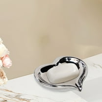 Nkmbld Draining Soap Dishes, Heart Shaped Ceramic Household Soap Box Cute and Waterfree Drains Countertop Storage Soap Box, Silver