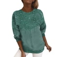 thumbnail image 2 of Women's Long Sleeve Sweatshirts Sequin Solid Color Pullover Crew Neck Fall Casual Comfy Y2K Tops Winter Tunic 2025, 2 of 3