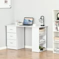thumbnail image 3 of HOMCOM 47" Modern Home Office Computer Desk Bookcase Combo Writing Table Workstation with 3 Drawer and Storage Shelf - White, 3 of 9