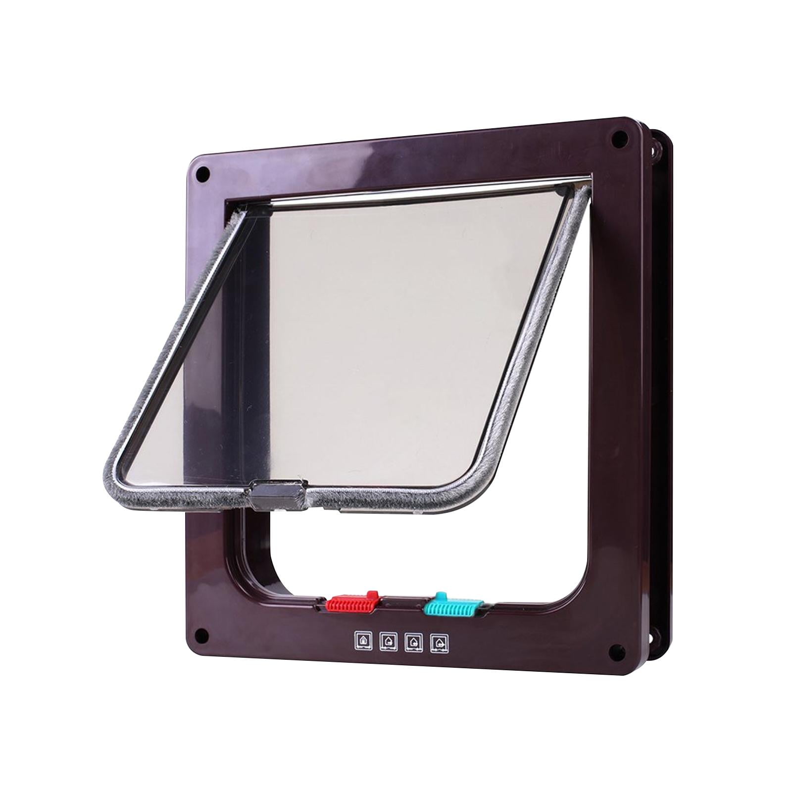 Runquan Portable Cat Dog Flap Door Kitten Gate Tunnel With 4 Ways Lock Lockable Pet Flap Brown Brown 29cmx26cmx6cm