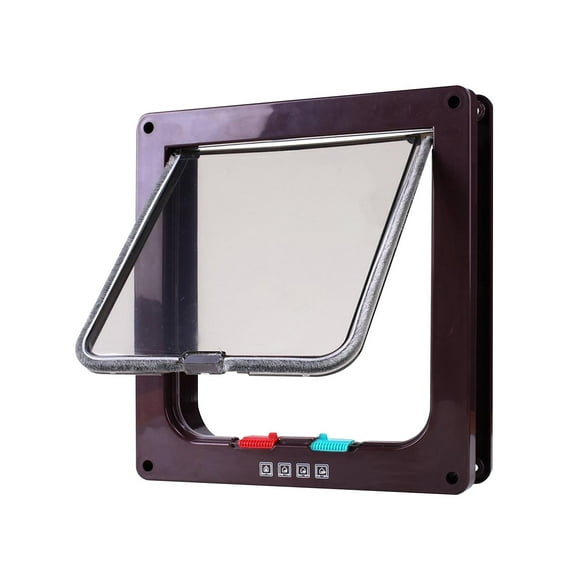 Puerta con solapa para perros y gatos, marco de puerta, puerta de , interruptor controlable, puerta de ventana de bloqueo Marrón Yuyangstore puerta de gato