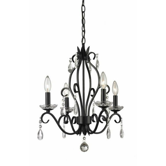 4 Light Mini Chandelier in Metropolitan Style 17.13 inches Wide By 20.63 inches High-Matte Black Finish Bailey Street Home 372-Bel-1776881