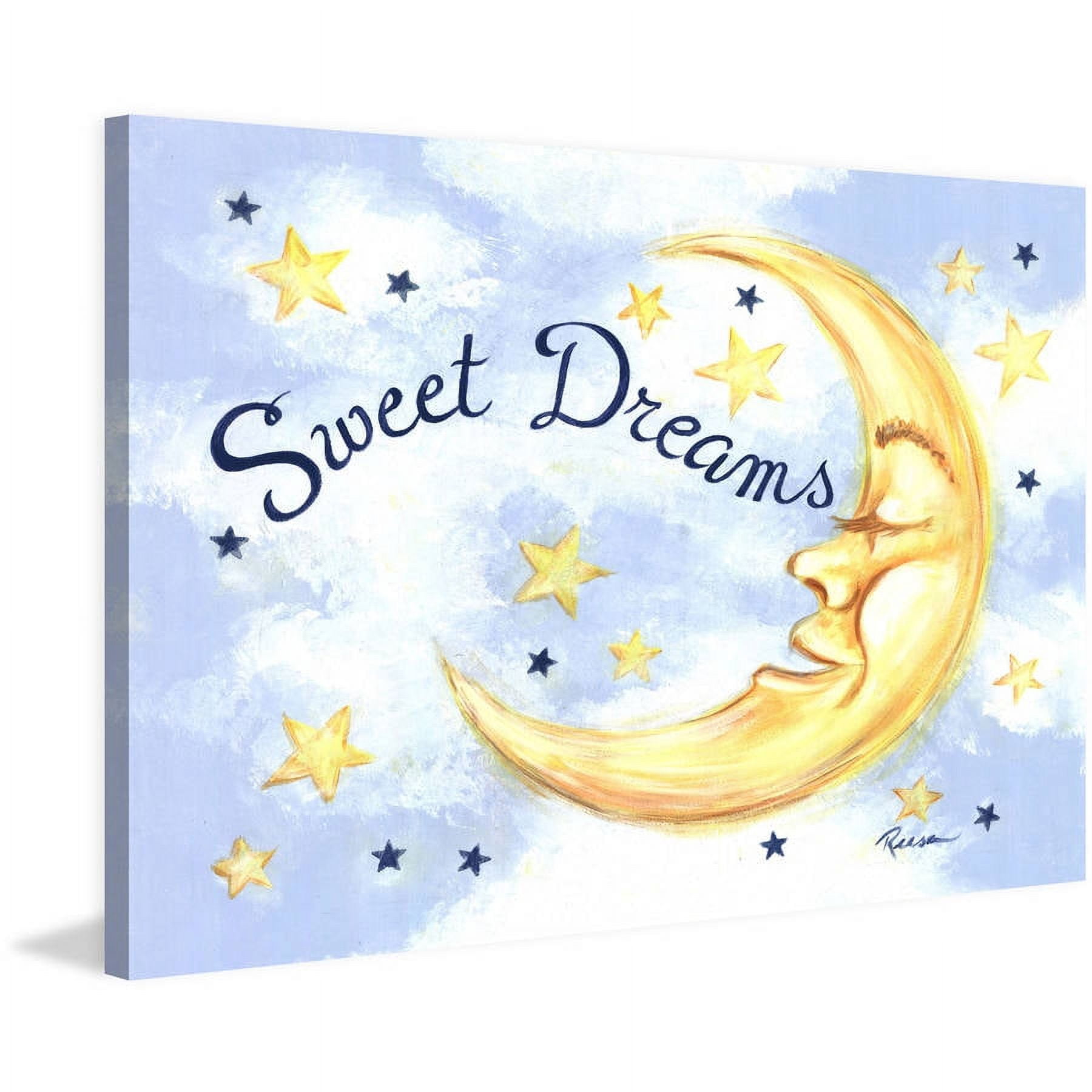 Marmont Hill "Sweet Dreams Moon" by Reesa Qualia Painting Print on Wrapped Canvas