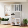 thumbnail image 1 of PawHut 36" L Outdoor Cat House Catio with Run on Wheels, Asphalt Roof White, 1 of 10