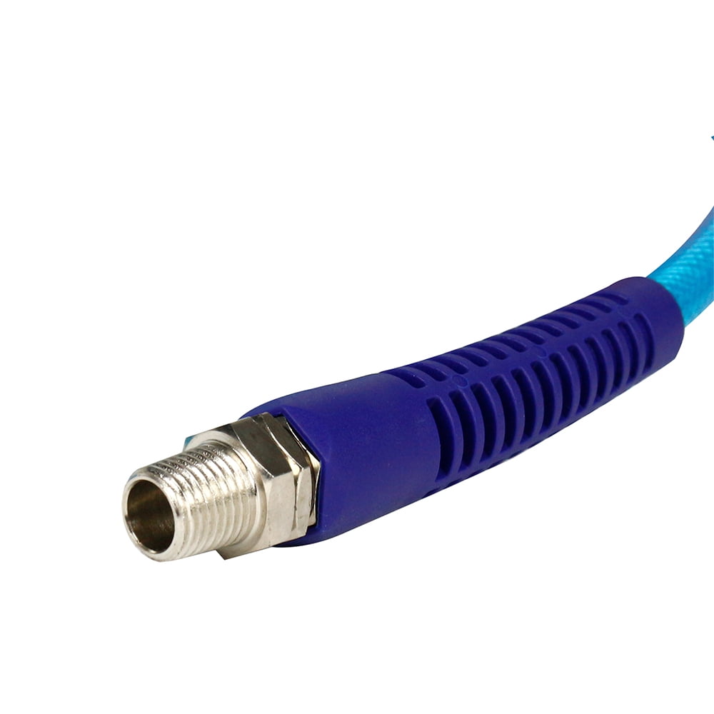 1/4 Inch Polyurethane Air Hose 1/4 Inch Male NPT Fittings 200 PSI 50 Feet Blue