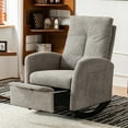 thumbnail image 2 of DUOSONG Accent Rocking Chair With Footrest High Back Rubber Wood Rocking Legs Bedroom Living Space Gray Wood Furniture Primary Living Space Rocking Chairs, 2 of 11