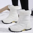 thumbnail image 3 of Women's Winter Snow Boots Waterproof Warm Comfortable Faux Fuzzy Insulated Non-Slip Outdoor Lace-Up Florin Mid Calf Booties White Size 6, 3 of 9