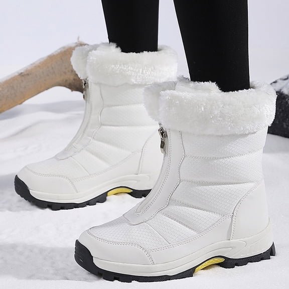 Womens Memory Foam Twin Zip Opening Pull Nylon Thick Faux Lined Winter Rain Boots