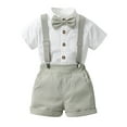 thumbnail image 2 of XMMSWDLA Toddler Outfits Bundle Baby Boys Gentleman Shorts Sets, Infant Outfits Suits, Shirt+Shorts+Bow Tie+Suspenders Gray Toddler Clothes 2t-5t, 2 of 9