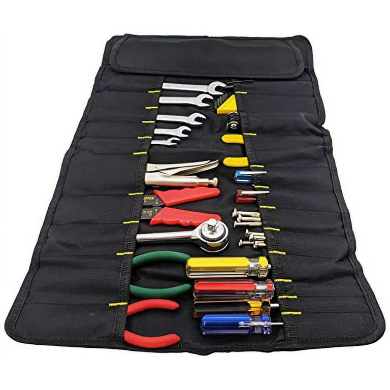 Portable 22 Pocket Tool Holder with 15 Socket Slots, Organizer Rolls into  Bag with Handle, Ideal for Travel and On-Site Jobs, Measures 22 x 14