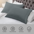 thumbnail image 2 of Funda de Almohada de Microfibra con Cierre de Cremallera, Juego de 2 Suaves Transpirables Fundas Almohadas con Bordado - Gris Oscuro, 51x91cm, 2 of 6