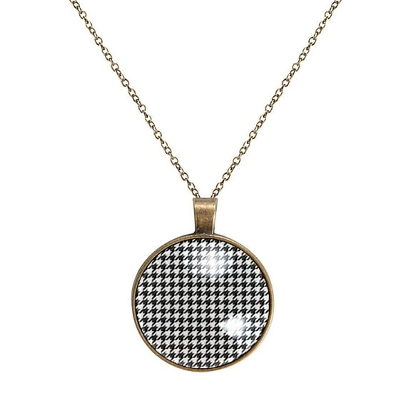 Houndstooth Necklace Personalized Custom Photo Round Pendant Adjustable Stainless Steel Necklaces with Gift Box for Men Women Mothers Valentine's Jewelry Gift