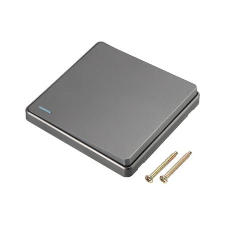 Light Switch Wall Panel Push Button 1 Gang 1 Way Grey 250V 10A 86mmx86mm