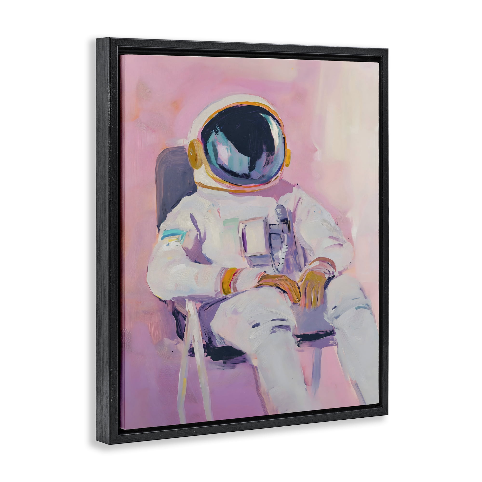 Stupell Industries Resting Astronaut on Chair Black Framed Floater Canvas Wall Art, design by The Prints Vibe