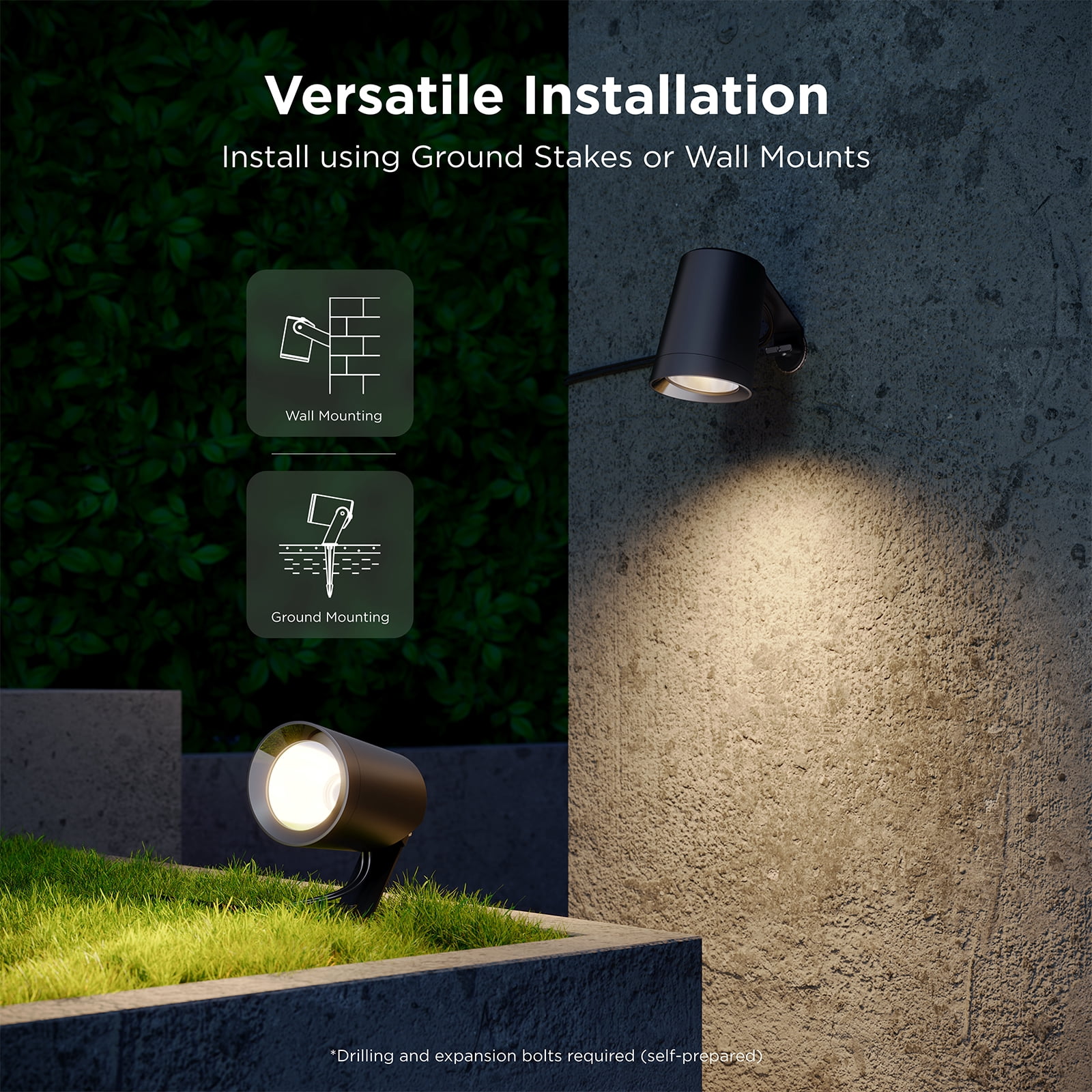 Govee Smart Outdoor Spotlight, IP67 Waterproof Spotlights, Landscape Lights Work with Matter, Alexa, and Google Assistant, RGBWIC Color Changing Light for Outdoor Decor, Corded Electric, 4 Pack