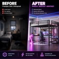 thumbnail image 4 of Bellemave Queen Size Metal Loft Bed with L-Shaped Desk, LED Z-Lights, Gaming Loft with USB Charging Station, Pull-Out Computer Tray, Full Loft Bed with Storage Stairs, No Box Spring Needed, Black, 4 of 13