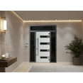 thumbnail image 4 of Front Exterior Prehung Steel Door / Ronex 0131 Black Enamel / 2 Side and Top Exterior Window Sidelite / Stainless Inserts Entry Metal Modern Painted W12+36+12" x H80+16" Left hand Inswing, 4 of 6