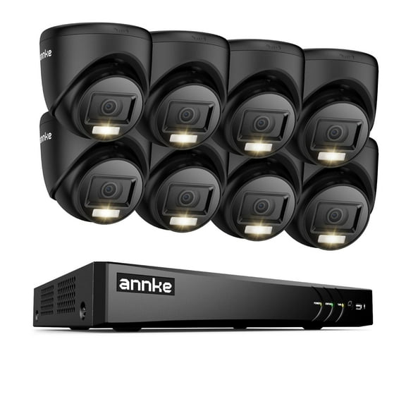 ANNKE 8CH Wired Outdoor Security Camera System with AI Human/Vehicle Detection, 4K H.265  5-in-1 DVR and 8x2MP Cameras, Email Alert with Snapshots, 0TB HDD, 66ft Night Vision, Smart Dual Light