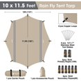 thumbnail image 5 of VILLEY Camping Tarp Rainfly for 2-4 people, 210D Waterproof Sun Shelter 10 x 11.5 ft, Octagonal Outdoor Tarp for Shade & Rain Protection, Hiking, Backpacking – Khaki, 5 of 7