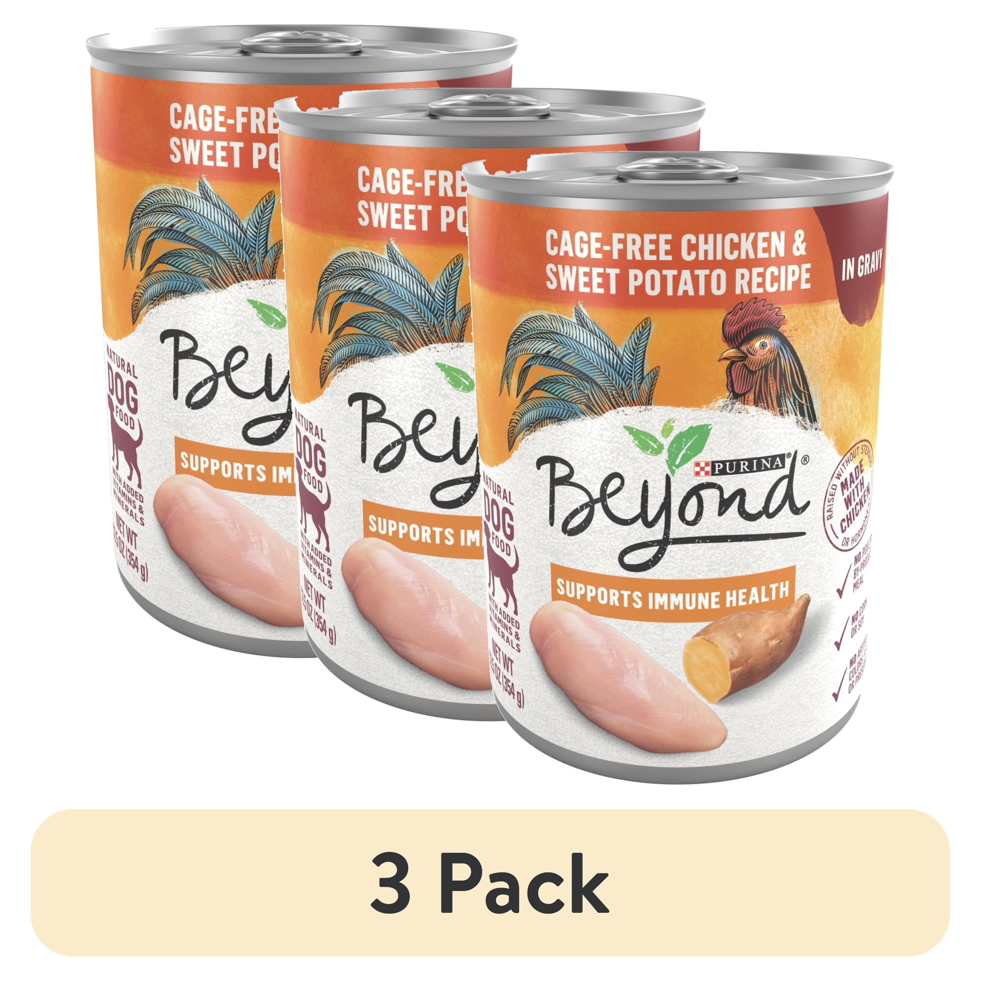(3 pack) Purina Beyond Grain-Free Wet Dog Food in Gravy Soft Chicken & Sweet Potato, 12.5 oz Can