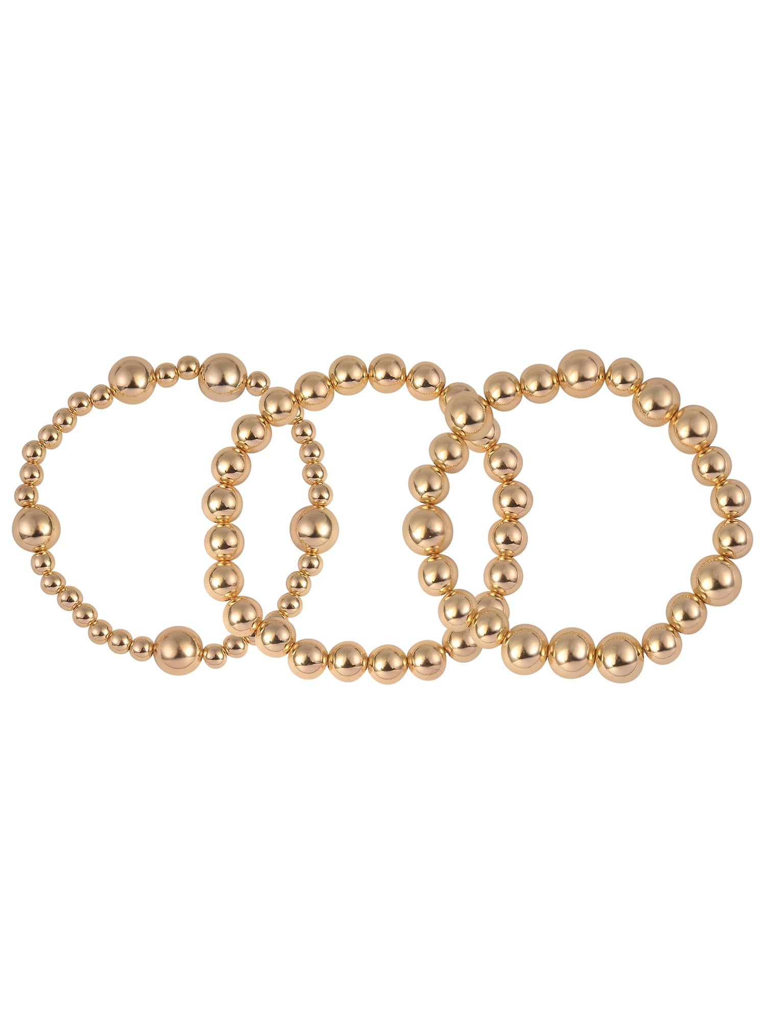 Time and Tru Adult Female Gold-Tone Pearlized Resin Clover Shape 3pc Chain Bracelet Set