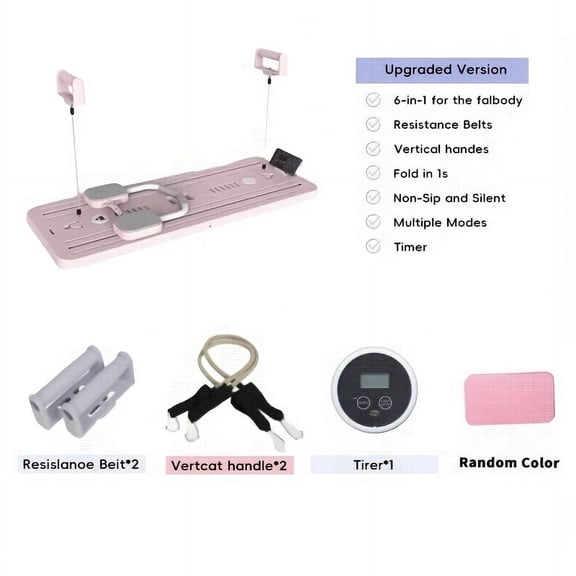 Multi-functional Foldable Pilates Reformer Board, 6-in-1 Pilates Sliding Board, Pilates Equipment with Timer