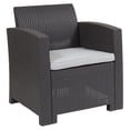 thumbnail image 1 of Chaise en fausse rotin gris clair avec coussin gris clair tout temps, 1 of 9
