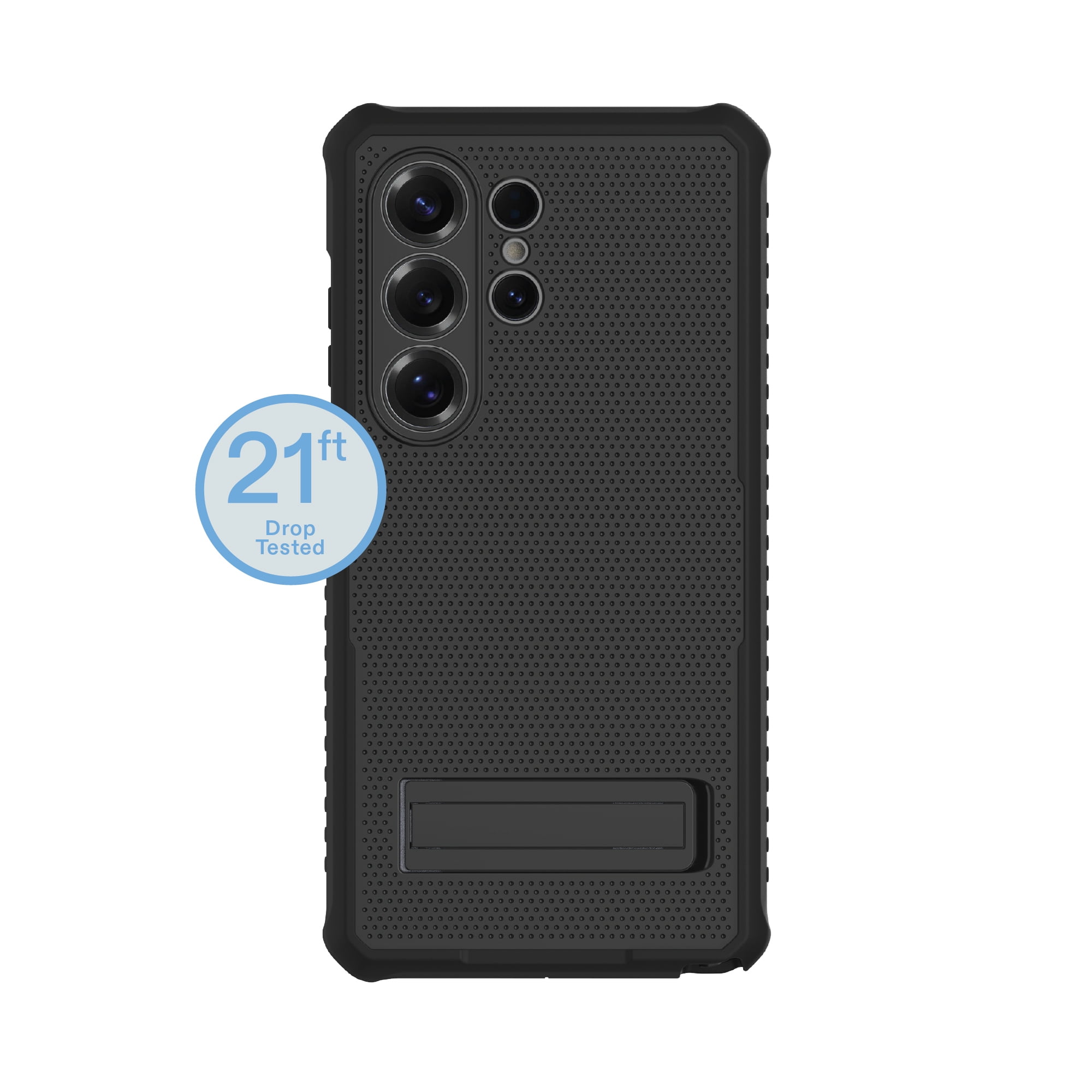 onn Magnetic Compatible Rugged Phone Case with Kickstand for Samsung Galaxy S26 Ultra - Black