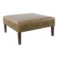 thumbnail image 1 of HomePop Square Transitional Wood and Vegan Faux Leather Ottoman in Light Brown, 1 of 9