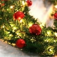 thumbnail image 3 of Morttic 9ft Pre-lit Artificial Christmas Garland, Green Rattan with Red Flower Decorations  Battery Operated LED Lights for Home Fireplace Front Porch Door Indoor Outdoor Christmas Decor, 3 of 7