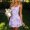 Light Purple, variant on Mini Dresses for Women Solid Color Floral Graphic Skater Dress Square Neck Sleeveless Fit Lace Up Casual Party Dress for Holiday Party Wear