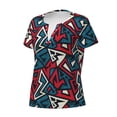 thumbnail image 2 of Naloa Geometric Elements Print T-Shirts Short Sleeve V Neck Tees for Women Fashion Tops Trendy Lightweight Soft Casual Summer Outfits Clothes, 2 of 5