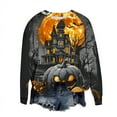 thumbnail image 5 of Jsaierl Womens Halloween Sweatshirts Plus Size Pumpkin Ghost Graphic Sweatshirt Going Out Crewneck T-shirt Long Sleeve Holiday Pullover Tops Halloween Gifts, 5 of 6