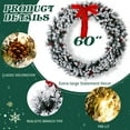 thumbnail image 3 of 60" Snow-Flocked Christmas Wreath – Pre-Lit Artificial Xmas Wreath w/ Warm White Lights & 8 Lighting Modes, DIY Red Bow, Berries & Pine Cones, Remote Control Included, 3 of 8