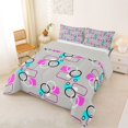 thumbnail image 3 of Castle Fairy Geometric Circular Overlay Queen Comforter Set 3 Pieces,Abstract Rounded Frame Comforter Sets Queen,Magenta Aqua Gray,Reversible,1 Comforter and 2 Pillowcases, 3 of 6