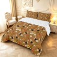 thumbnail image 2 of Erosebridal Bohemian Bug Bee Full Size Comforter Sets,Retro Flowers Bedding Comforter Set,Brown White,Reversible,3pcs,1 Comforter and 2 Pillowcases, 2 of 7