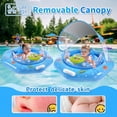 thumbnail image 4 of CQHVKQ 34" Inflatable Baby Pool Float with Canopy, Baby Swimming Ring with Interactive Toy Play Console & Adjustable Safety Seat, Toddler Inflatable Swimming Float for 0-3 Years, Blue, 4 of 9
