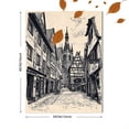 thumbnail image 3 of European Old Town Street Woodcut Style Canvas Print/Wall Art， Suitable for Living Room， Bedroom， Office， Dining Room， and Hallway Decoration., 3 of 8