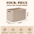 thumbnail image 2 of Natubeau 4 Pack Woven Storage Basket for Shelves, 13''Lx8.7''Wx7.9''H Cube Storage Bins with Handle, Cotton Rope Woven Baskets for Organizing, Brown, 2 of 7