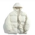 thumbnail image 5 of LNZGNM Mens Winter Jackets with Hood Thicken Thermal Mens Puffer Jacket with Hood Big and Tall Lightweight Down Jackets & Coats Outdoor Hooded Jacket, White 2XL, 5 of 5