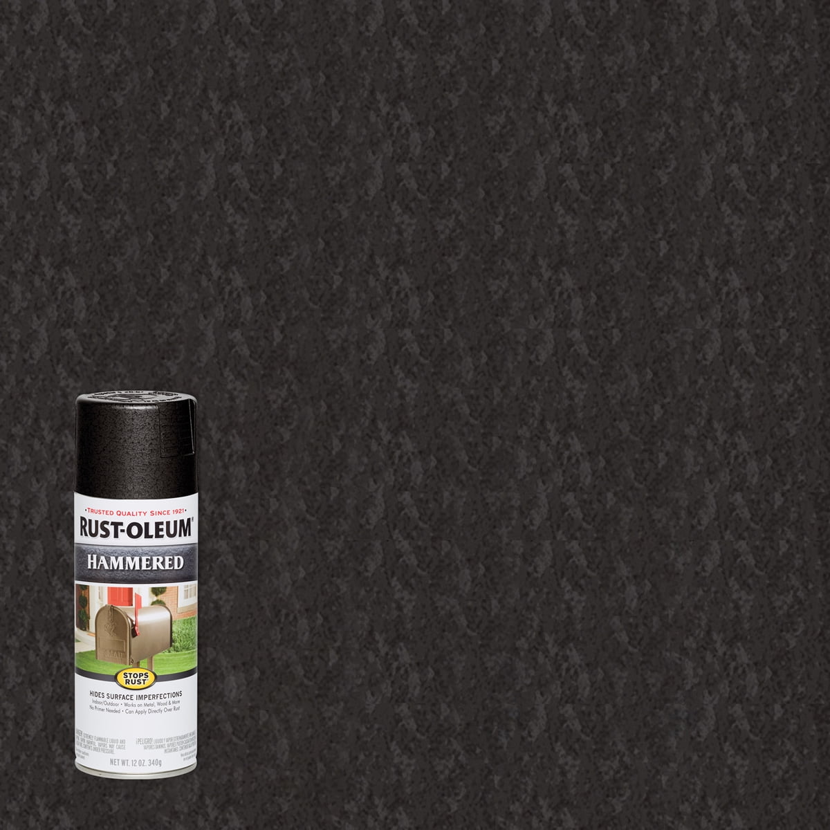 Black, Rust-Oleum Stops Rust Hammered Protective Enamel Spray Paint, 12 oz