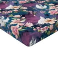thumbnail image 4 of Ambesonne Vintage Fitted Sheet, Crane Birds Flowers Plot, Twin Size, Eggplant Petrol Blue, 4 of 5