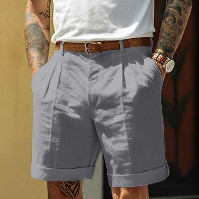 toraway Male Summer Casual Solid Short Pant Button Short Trouser Pant Pocket Short Fashion Short S